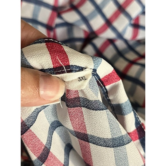 ModCloth Fun 2 Fun Sleeveless Plaid Red White Blue Office Blouse Women Size 3XL - Picture 10 of 10